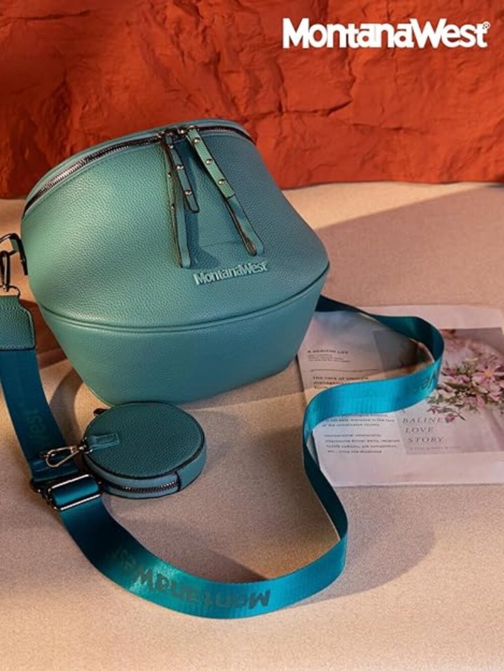 NWT! Turquoise Montana West Faux Leather Shoulder Crossbody Bag w/Coin Pouch - Picture 3 of 12